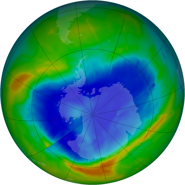 Antarctic ozone map for 11 September 2010